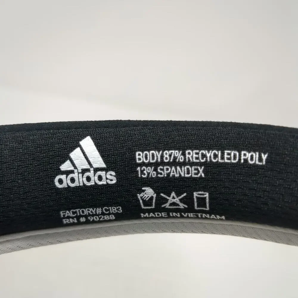 Adidas Visor Black One Size Hat Embroidered Logo Recycled Poly Spandex Tennis